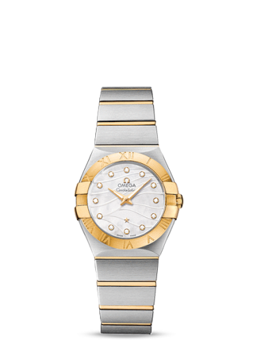 Omega Constellation Quartz 27 Brushed Stainless Steel / Yellow Gold / Wavy MOP 123.20.27.60.55.005