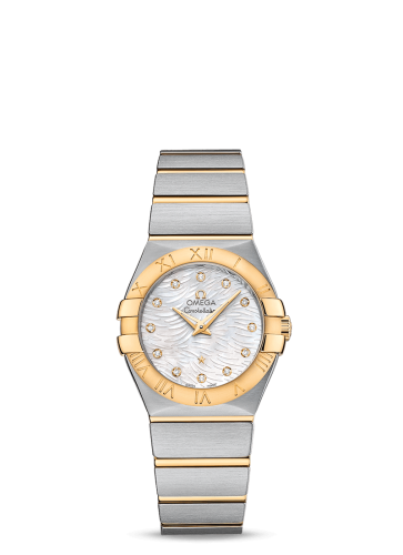 Omega Constellation Quartz 27 Brushed Stainless Steel / Yellow Gold / Wavy MOP 123.20.27.60.55.008
