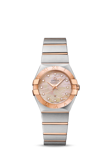 Omega Constellation Quartz 27 Brushed Stainless Steel / Red Gold / Red MOP 123.20.27.60.57.002