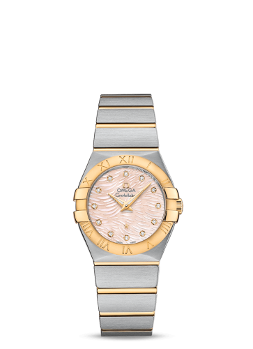Omega Constellation Quartz 27 Brushed Stainless Steel / Yellow Gold / Pink MOP 123.20.27.60.57.005