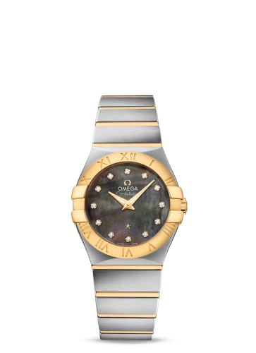 Omega Constellation Quartz 27 Brushed Stainless Steel / Yellow Gold / Tahiti MOP 123.20.27.60.57.007