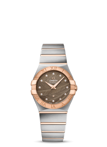 Omega Constellation Quartz 27 Brushed Stainless Steel / Red Gold / Brown Feather 123.20.27.60.63.003