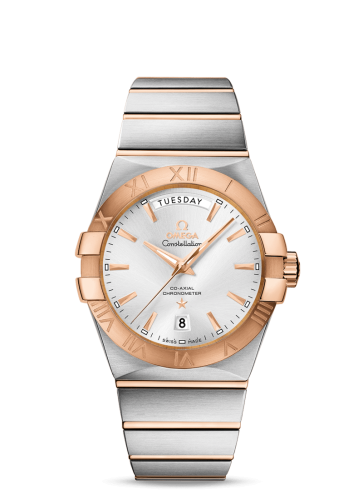 Omega Constellation Co-Axial 38 Co-Axial Day-Date Stainless Steel / Red Gold / Silver 123.20.38.22.02.001
