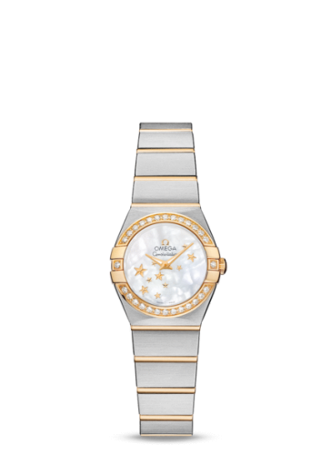 Omega Constellation Quartz 24 Brushed Stainless Steel / Yellow Gold / Diamond / MOP Stars 123.25.24.60.05.001
