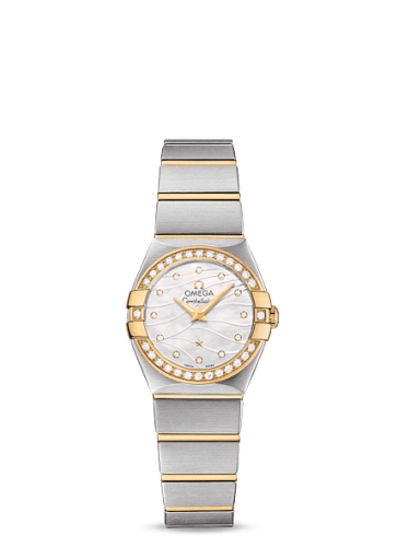 Omega Constellation Quartz 24 Brushed Stainless Steel / Yellow Gold / Diamond / Wavy MOP 123.25.24.60.55.011