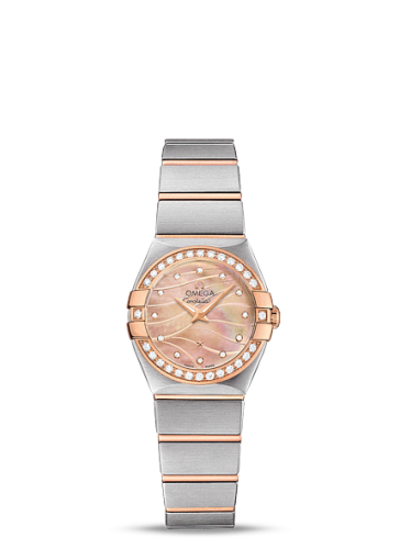 Omega Constellation Quartz 24 Brushed Stainless Steel / Red Gold / Diamond / Wavy Brown MOP 123.25.24.60.57.002
