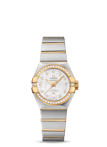 Omega Constellation Co-Axial 27 Brushed Stainless Steel / Yellow Gold / Diamond / Wavy MOP 123.25.27.20.55.004