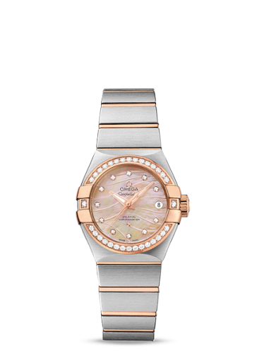 Omega Constellation Co-Axial 27 Brushed Stainless Steel / Red Gold / Diamond / Wavy Brown MOP 123.25.27.20.57.003