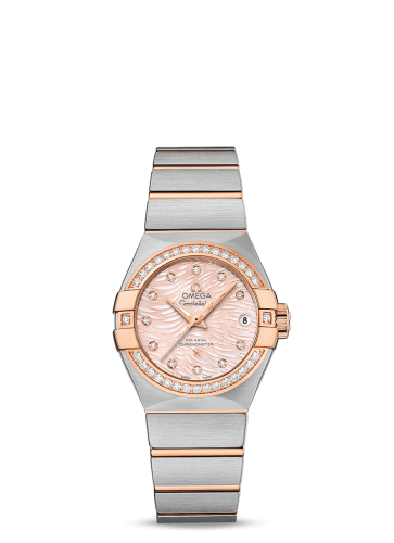 Omega Constellation Co-Axial 27 Brushed Stainless Steel / Red Gold / Diamond / Pink MOP 123.25.27.20.57.004