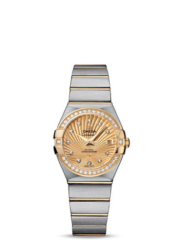 Omega Constellation Co-Axial 27 Brushed Stainless Steel / Yellow Gold / Diamond Bezel / Champagne Supernova 123.25.27.20.58.001