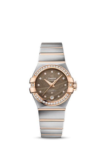 Omega Constellation Co-Axial 27 Brushed Stainless Steel / Red Gold / Diamond / Brown Feather 123.25.27.20.63.001
