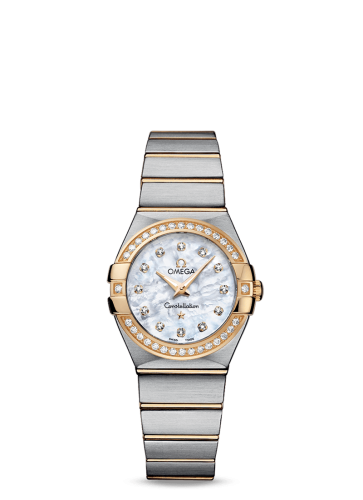 Omega Constellation Quartz 27 Brushed Stainless Steel / Yellow Gold / Diamond / MOP 123.25.27.60.55.003