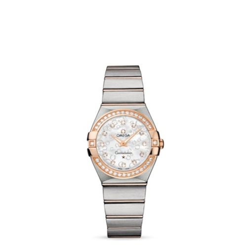 Constellation Quartz 27 Brushed Stainless Steel / Red Gold / Diamond / MOP Omega 123.25.27.60.55.009