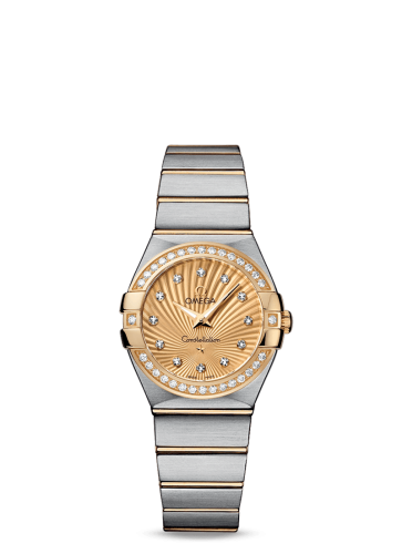 Omega Constellation Quartz 27 Brushed Stainless Steel / Yellow Gold / Diamond / Champagne Supernova 123.25.27.60.58.001