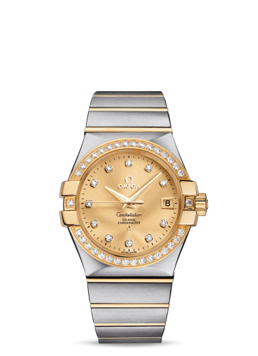 Omega Constellation Co-Axial 35 Stainless Steel / Yellow Gold / Diamond / Champagne 123.25.35.20.58.001