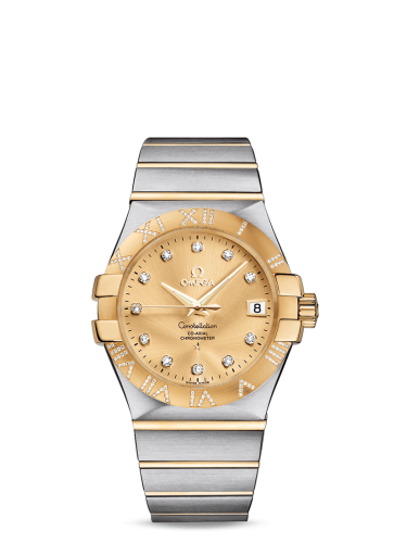 Omega Constellation Co-Axial 35 Stainless Steel / Yellow Gold / Diamond / Champagne 123.25.35.20.58.002