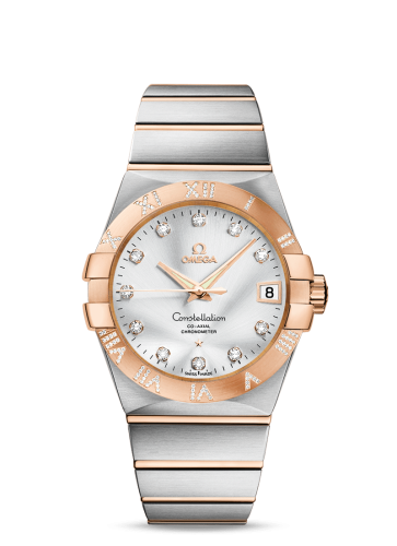 Omega Constellation Co-Axial 38 Stainless Steel / Red Gold / Diamond / Silver 123.25.38.21.52.003