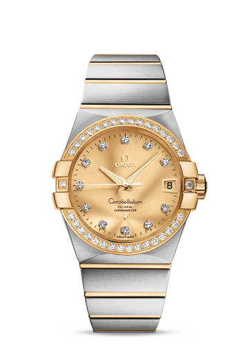 Omega Constellation Co-Axial 38 Stainless Steel / Yellow Gold / Diamond / Champagne 123.25.38.21.58.001