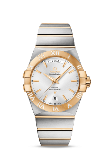 Omega Constellation Co-Axial 38 Day-Date Stainless Steel / Yellow Gold / Diamond / Silver 123.25.38.22.02.002