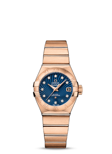 Omega Constellation Co-Axial 27 Brushed Red Gold / Blue Supernova 123.50.27.20.53.001