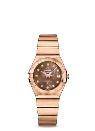Omega Constellation Co-Axial 27 Brushed Red Gold / Brown MOP 123.50.27.20.57.001