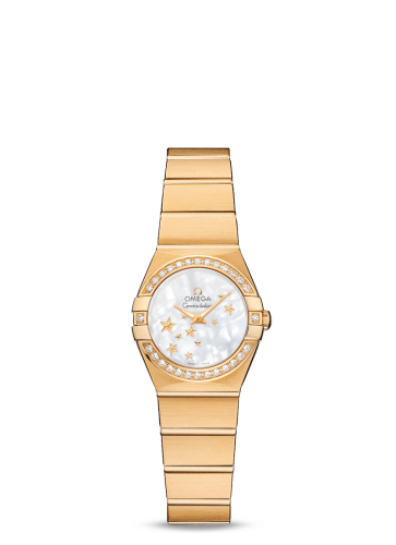 Omega Constellation Quartz 24 Brushed Yellow Gold / Diamond / MOP Stars 123.55.24.60.05.001