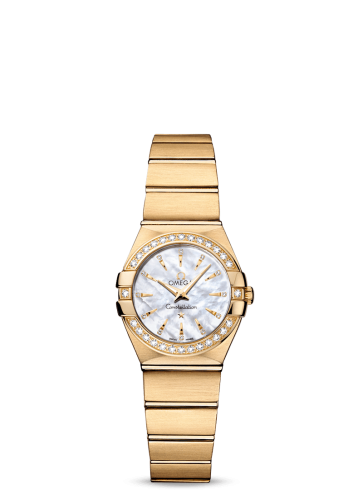 Omega Constellation Quartz 24 Brushed Yellow Gold / Diamond / MOP 123.55.24.60.55.004