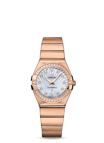 Omega Constellation Quartz 27 Brushed Red Gold / Diamond Bezel / MOP Supernova 123.55.27.60.55.001