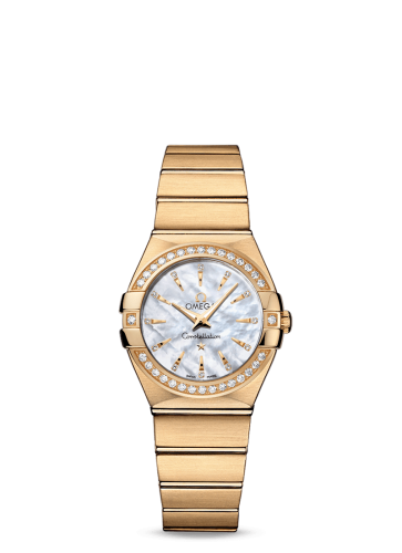 Omega Constellation Quartz 27 Brushed Yellow Gold / Diamond / MOP 123.55.27.60.55.004