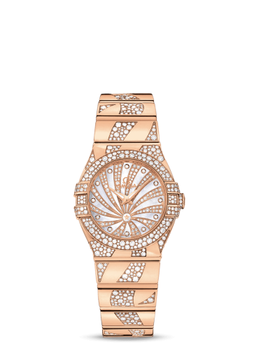Omega Constellation Quartz 27 Polished Red Gold / Snow / Diamond Supernova 123.55.27.60.55.011