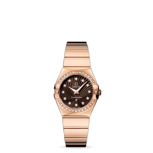 Omega Constellation Quartz 27 Polished Red Gold / Diamond / Brown Supernova 123.55.27.60.63.002