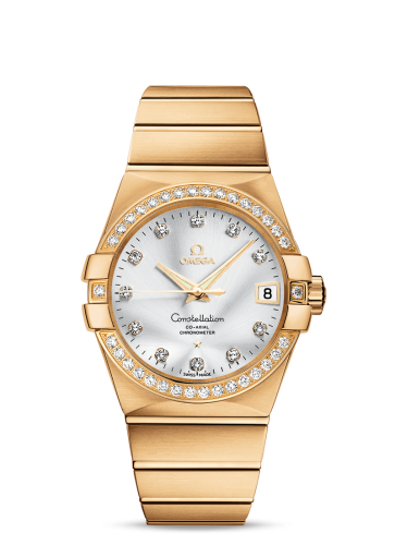 Omega Constellation Co-Axial 38 Yellow Gold / Diamond / Silver 123.55.38.21.52.002