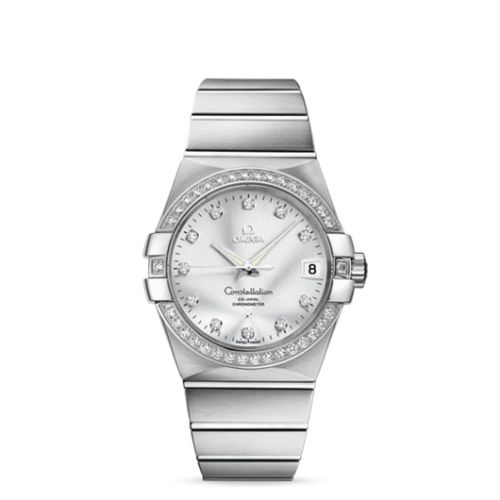Omega Constellation Co-Axial 38 White Gold / Diamond / Silver 123.55.38.21.52.003