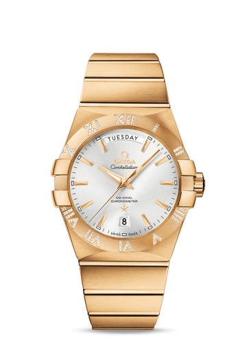 Omega Constellation Co-Axial 38 Day-Date Yellow Gold / Diamond / Silver 123.55.38.22.02.002