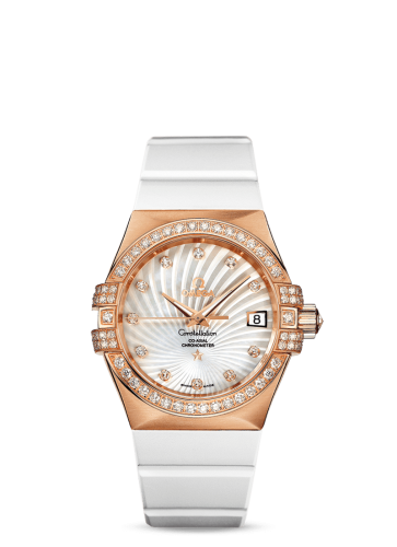 Omega Constellation Co-Axial 35 Red Gold / Diamond / MOP Supernova / Rubber 123.57.35.20.55.001