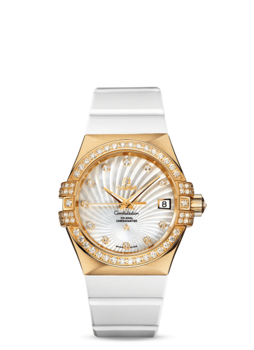 Omega Constellation Co-Axial 35 Yellow Gold / Diamond / MOP Supernova / Rubber 123.57.35.20.55.003