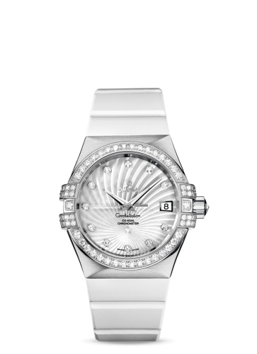 Omega Constellation Co-Axial 35 White Gold / Diamond / MOP Supernova / Rubber 123.57.35.20.55.005