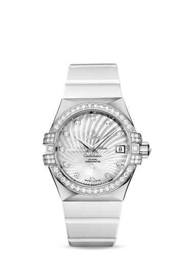 Omega Constellation Co-Axial 35 White Gold / Diamond / MOP Supernova / Rubber 123.58.35.20.99.001