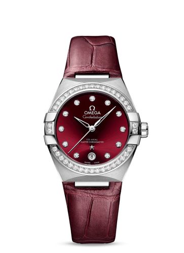 Omega Constellation Master Chronometer 36 Stainless Steel / Diamond / Red / Strap 131.18.36.20.61.001