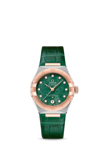 Omega Constellation Manhattan 29 Co-Axial Master Chronometer Stainless Steel / Sedna Gold / Green Aventurine 131.23.29.20.99.001
