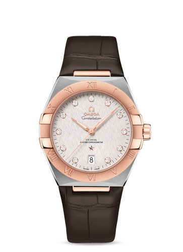 Omega Constellation Master Chronometer 39 Stainless Steel / Sedna / Silver-Diamond / Alligator 131.23.39.20.52.001