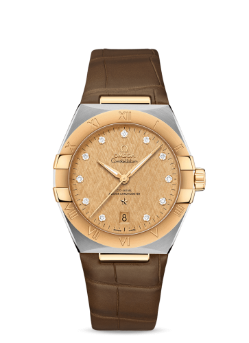 Omega Constellation Master Chronometer 39 Stainless Steel / Yellow Gold / Champagne-Diamond / Alligator 131.23.39.20.58.001