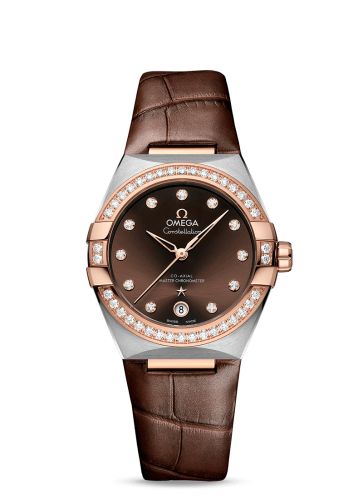 Omega Master Chronometer 36 Stainless Steel / Sedna Gold / Diamond / Brown / Strap 131.28.36.20.63.001