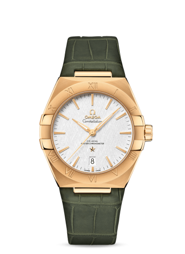 Omega Constellation Master Chronometer 39 Yellow Gold / Silver / Alligator 131.53.39.20.02.002
