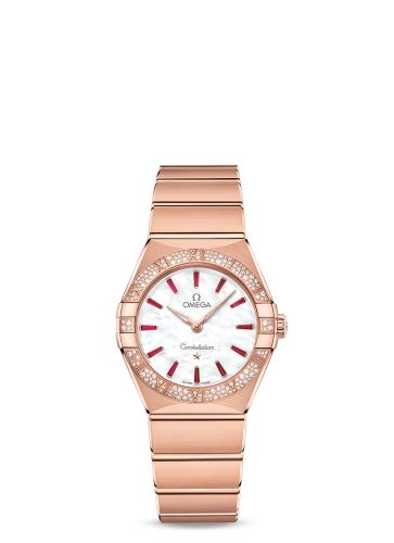 Omega Constellation Manhattan 28 Quartz Sedna Gold / MOP - Emerald / Diamond 131.55.28.60.55.004