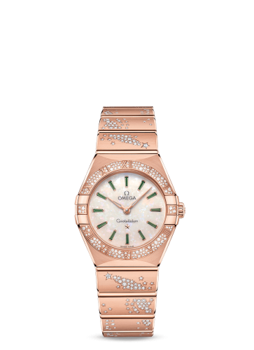 Omega Constellation Manhattan 28 Quartz Sedna Gold / MOP - Emerald / Diamond 131.55.28.60.99.004