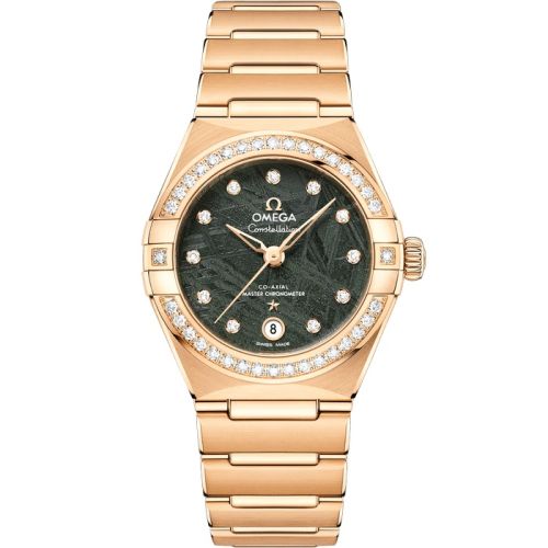 Omega Constellation Manhattan 29 Co-Axial Master Chronometer Yellow Gold - Diamond / Green Meteorite 131.55.29.20.99.005