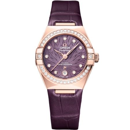 Omega Constellation Manhattan 29 Co-Axial Master Chronometer Moonshine Gold - Diamond / Purple Supernova / Alligator 131.58.29.20.60.002
