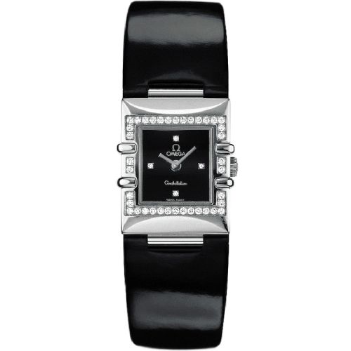 Omega Constellation Quadra Quartz 19.3 Stainless Steel - Diamond / Black / Strap 1835.46.51