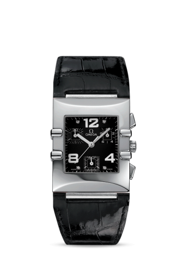 Omega Constellation Quadra Quartz 28 Chronograph Stainless Steel / Black / Alligator 1841.55.11
